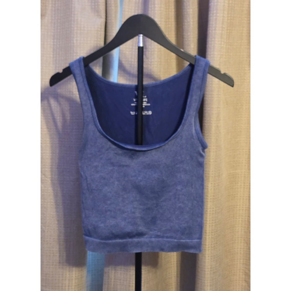 Vital‎ Life Ribbed Sleeveless Crop Top Women's Size Large Blue